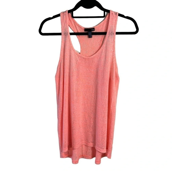 Aqua Orange Pink Tank Top Knit Blouse Racerback Sleeveless Lightweight Thin - Picture 1 of 5